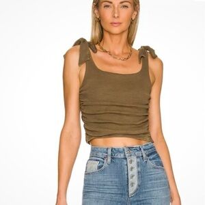 Free People Boulevard Tie-Shoulder Ruched Crop Tank